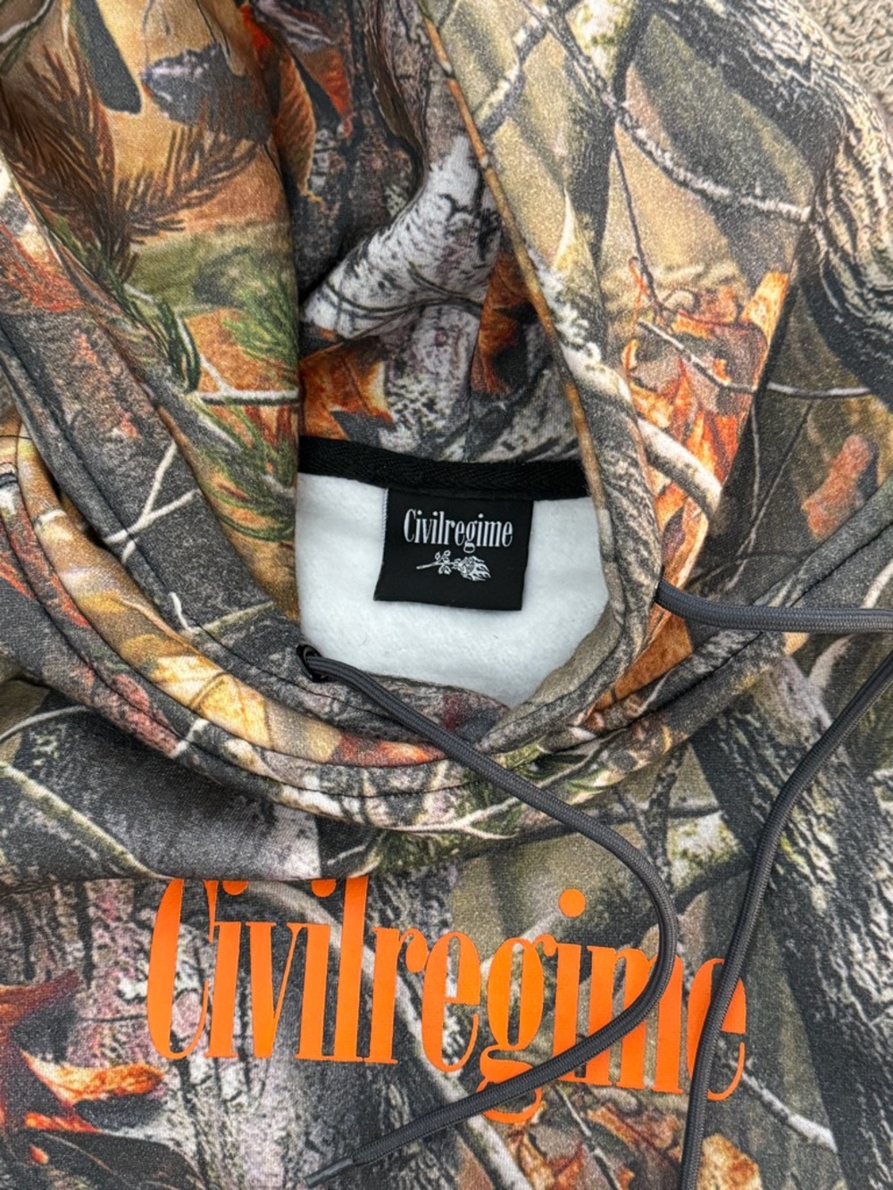 Civilregime Men's Orange Camo Lightweight Hoodie Jacket